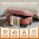 Ottoman Rectangular Storage Ottoman Bench, Faux Leather Footrest, Coffee Table, Stool Footstool with Hinged Lid for Living Room, Bedroom, Entryway, Red, 35"x23.5"x17.5" by CozyNest Decor
