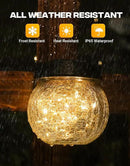 PARTPHONER Solar Lantern Solar Lights Outdoor Waterproof 2-Pack, Solar Powered Hanging Lights Cracked Glass Hanging Globes for Christmas Decoration, Shepherd Hook, Garden Tree Ornaments by CozyNest Decor
