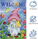 Welcome Spring Gnome Garden Flag 12x18 Double Sided Burlap Butterfly Floral Garden Yard Flags for Spring Summer Rustic Seasonal Outside Outdoor House Decoration (ONLY FLAG) by CozyNest Decor