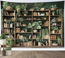 HVEST Green Plant Bookshelf Tapestry Book on Bookshelf and Plant Potted Tapestry Wall Hanging Reading Wall Decor for Study Room Bedroom Living Room College Dorm, 60L x 80W Inches by CozyNest Decor
