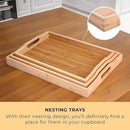 Prosumers Choice Wooden Tray - Light Brown Serving Trays with Handles - Nesting Design for Space Saving - Wooden Serving Tray for Food, Drinks, Snacks - Set of 3 by CozyNest Decor