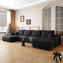 136" Sectional Couches for Living Room Modern Modular Sofa with L-Shape Couchs Upholstered Boneless Couch Deep Seat Sectional Couch with Chaise (Black, Left Facing Chaise+3Seaters+Ottoman) by CozyNest Decor