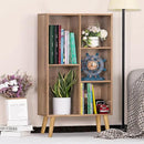 5 Cube Small Bookshelf,3 Tier Mid-Century Modern Bookcase with Legs,Wood Kids Bookshelves Storage Organizer Shelf,Free Standing Narrow Book Shelves,Oak Grey Corner Bookcases for Bedroom,Living Room by CozyNest Decor