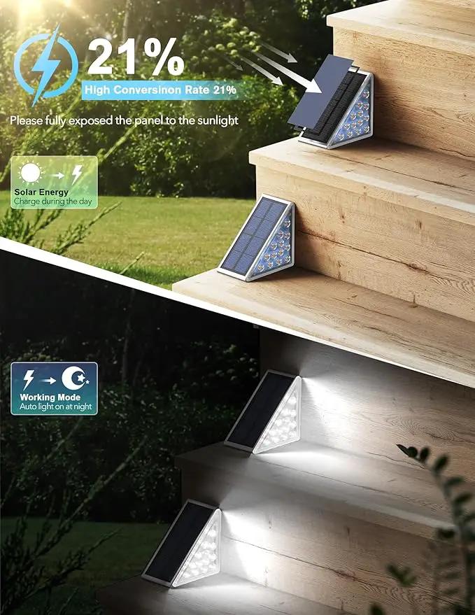 LED Solar Step Lights Waterproof Outdoor Stair Lights, Solar Deck Lights Outdoor Decor IP67 Solar Lights for Yard, Patio, Garden, Walkways, Front Door, Pathway, Driveway (8), photo 3 of 6
