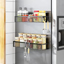 Magnetic Spice Rack for Refrigerator, 2 Pack Magnetic Shelf, Fridge Magnet Organizer with Moveable 4 Hooks, Magnetic Fridge Shelf for Kitchen Organization and Storage (2 Pack) by CozyNest Decor