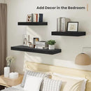 Heimlove 12" Deep Floating Shelves, 36 x 12 Inch Wall Mounted Long Floating Shelf with Invisible Brackets, for Home Decor, Bedroom, Kitchen, Living Room, Bathroom - 2 Pack, Black