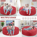 6FT Bean Bag Chair, Large Bean Bag Chairs with Memory Foam Filled, Fluffy Beanbag Sofa with Dutch Velvet Cover, Round BeanBag Chairs for Living Room, Playroom - Red by TinyTreasures Baby Boutique