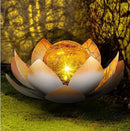 Huaxu Solar Lights Outdoor Garden Decorative Art Metal Lotus Cracked Glass Ball Waterproof Decorations for Pathway Lawn Patio Yard Ground Tabletop Gifts by GreenHaven Gardens