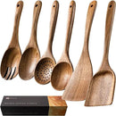 Wooden Spoons for Cooking, Nonstick Cooking Utensil Set with 6 Piece Acacia Wooden Spatulas and Spoons for Cooking, Terrific for Everyday Kitchen Tasks by CozyNest Decor