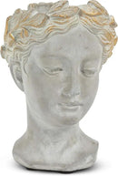 Abbott Collection Aphrodite Head Planter – Small Indoor and Outdoor Planter Pots - Whimsical Woman Statue Head Planter for Flowers and Succulents (6.5 inch, Grey/Gold) by GreenHaven Gardens