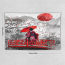 Japanese Red Geisha Tapestry Asian Cherry Blossom Red Sun Traditional Kimono Folk Tapestries Home Decor for Living Room Bedroom Apartment Farmhouse Dorm 90"x60" by CozyNest Decor