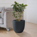 Kante 10 Inch Dia Round Concrete Planter, Indoor Outdoor Large Plant Pot with Drainage Hole and Rubber Plug for Home Patio Garden, Charcoal by GreenHaven Gardens