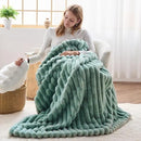 NEWCOSPLAY Faux Fur Throw Blanket New Sage Green 3D Ribbed Plush Thick Warm Blanket for Couch Sofa Bed 850GSM (New Sage Green Ribbed, Throw(50"x60")) by CozyNest Decor