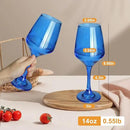 Blue Wine Glasses Set of 6-14oz Blue Long Stem Wine Glass, Pretty Crystal Glassware, Hand Blown Goblets Drinkware, Unique Stemware Wine Glass Holiday Gift Set by CozyNest Decor