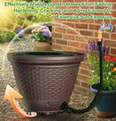 Riokko Garden Hose Holder Pot, Decorative Wicker Hose Holder, Water Hose Storage for Outside/Garage, Hose Box Fits 100-400 FT Hoses with 5 Drain Holes, Large Capacity & Assembly Required, Java by GreenHaven Gardens