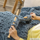 WESHIONGOO Chunky Knit Blanket Throw 50"×60" Knitted Throw Blankets for Couch Bed Fluffy Soft Blanket with Jumbo Chenille Yarn Thick 100% Handmade(Dusty Blue) by CozyNest Decor