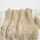 Chunky Knit Blanket Throw 40"×40", Chenille Throw Blankets, Handmade Warm & Cozy Blanket Couch Bed Home Decor, Soft Breathable Fleece Banket, Christmas for Couch Bed Sofa Best Gift (Tan) by CozyNest Decor