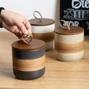 Small Ceramic Jar with Lid, Coffee Container Kitchen Food Storage Jars for Spice Sugar Tea Bag Matcha Container Airtight, Stacairtightkable Decorative Jars for Countertop, Black & 5oz by CozyNest Decor