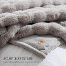 EVERGRACE Ultra Soft Luxury Fluffy Ridgeline Faux Rabbit Fur Throw Blanket, Thick Warm Fuzzy Blankets for Winter, Cozy Plush Reversible Blanket for Couch, Bed, Sofa, Taupe, 80x90 Inches, 870 GSM by CozyNest Decor