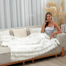 RYNGHIPY Faux Fur Throw Blanket Double Sided Thick and Warm Plush Fluffy Faux Rabbit Fur Decoration for Couch Sofa Chair and Bed Cream Winter Blanket (Ivory, 51''x63'') by CozyNest Decor