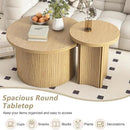 Set of 2 Nesting Coffee Tables Farmhouse,Round Coffee Table Living Room,Wood Finish Coffee Table Set, Small Coffee Tables, Sofa Side Living Room Bedroom Coffee Side Table (Large Size - Set) by CozyNest Decor