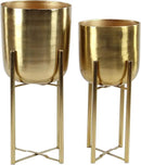 Deco 79 Metal Deep Recessed Dome Planter, Set of 3 24", 20", 16" H, Gold & CosmoLiving by Cosmopolitan Metal Indoor Outdoor Dome Planter with Removable Stand, Set of 2 19", 22" H, Gold by GreenHaven Gardens