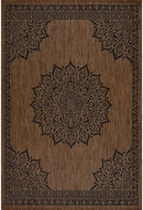 CAMILSON Outdoor Rug, 5x7 Medallion Nut Brown Black Modern Area Rugs for Indoor and Outdoor Patios, Kitchen and Hallway Mats, Washable Porch Deck Outside Carpet (Medallion Nut Brown Black, 5 x 7) by GreenHaven Gardens