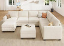 HONBAY Corduroy Sectional Couch with Storage U Shaped Sectional Sofa Modular Sectional Couches for Living Room, Beige by CozyNest Decor
