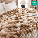 Cozy Faux Fur Throw Blanket for Bed-Warm Fuzzy Throw Blanket, Soft Plush Thick Bubble Blankets for Bedroom and Living Room, Furry Luxury Blanket, 90 x 90, Tie-Dye Brown by CozyNest Decor