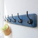 Dseap Coat Rack Wall: 24" Long, Patented, Heavy-Duty, 6-Double-Hooks Wooden Wall Mounted Coat Rack Coat Hanger Hook Rail for Winter Coats Hat Jacket Clothing, Weathered Blue, Pack of 2 by CozyNest Decor