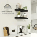Black Floating Shelves for Wall, 16 inchs x 6.7” deep x 1.4” Wall Shelf for Bathroom Bedroom, Living Room, Kitchen, Office Home Decor, Narrow Wood Shelves with Invisible Brackets Set of 2 by CozyNest Decor