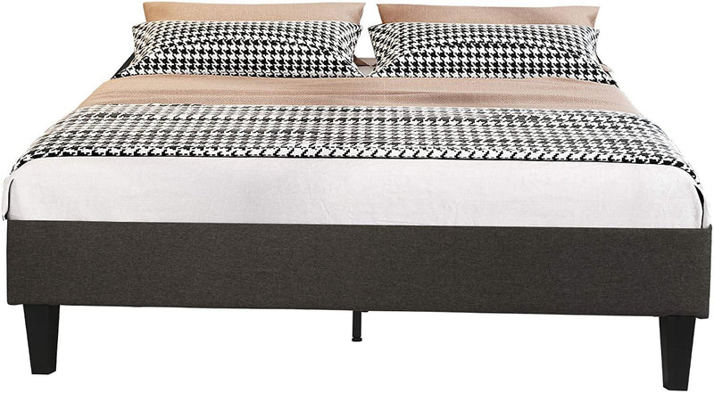 14 Inch Upholstered Platform Bed Frame Mattress Foundation with Wood Slat Support No Box Spring Needed Dark Gray (Full)