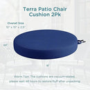 Codi Round Outdoor Chair Cushions 15 Inch, Patio Bistro Cushion Set of 2, Waterproof with Adjustable Straps, Navy 15x15'' by GreenHaven Gardens