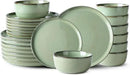 GBHOME Ceramic Dinnerware Sets for 8, 24 Pieces Stoneware Plates and Bowls Sets, Scratch Resistant Dishes, Dishwasher & Microwave Safe-Pastel Green by CozyNest Decor