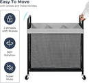 STO STO Laundry Hamper 3 Section, 120L Rolling Laundry Sorter Cart with Removable and Washable Liner Bag, Rolling Clothes Hamper with Metal Handle for Laundry Room and Bedroom, Gray by CozyNest Decor