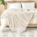 BEDELITE Faux Fur Throw Blanket for Couch, Soft and Cozy 3D Ribbed Fluffy Blanket, Thick Warm Plush Fuzzy Faux Rabbit Fur Blanket for Women Gift (Beige, 60"x 80") by CozyNest Decor