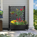 YITAHOME 3.6x1.5x5 FT Planter Box Trellis with Wheels, Large Outdoor Plastic Raised Garden Bed with Drain Plug for Climbing Plants, Black by GreenHaven Gardens