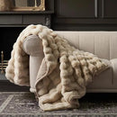 EVERGRACE Ultra Soft Luxury Fluffy Ridgeline Faux Rabbit Fur Throw Blanket, Thick Warm Bubble Throw for Bed, Cozy Plush Reversible Blankets for Couch, Chair, Sofa, Cream, 80x90 Inches, 870 GSM by CozyNest Decor