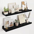 Floating Picture Ledge Shelves 24 Inch Solid Oak Wood Set of 2, Rustic Wall Storage Shelves with Lip, Kids Bookshelf, Photo & Picture Ledge Shelves for Bedroom, Living Room, Kitchen by CozyNest Decor