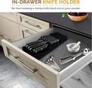 In-Drawer Knife Block - Bamboo Knife Drawer Organizer for Kitchen - Fits 5 Long + 6 Short Knives | Store Knives with Blades Pointing Down - Wooden Steak knife Holder without Knives (Black) by CozyNest Decor
