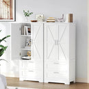 50.4" H Bathroom Storage Cabinet, Modern Floor Cabinet with Adjustable Shelf, Small Pantry with 2 Doors & Drawers, Storage Cabinet for Bathroom, Living Room, Kitchen, White KES007WCWG by CozyNest Decor