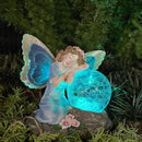 Fairy Garden Statue ，Solar Garden Decor ，Fairy Statue Outdoor with Glass Ball ，Waterproof Outdoor Decor，Suitable for Yard, Lawn ，Ideal for Holiday Giving（Blue） by CozyNest Decor