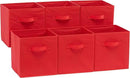 Amazon Basics Cube Organizer Storage Bins Handles, Collapsible Fabric, Pack of 6, 10.5"x10.5"x11", Red by CozyNest Decor