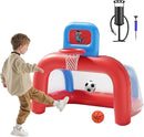 QPAU 2-in-1 Inflatable Toddler Basketball Hoop & Soccer Goal Set, Indoor Outdoor Sports Center Toys for Kids, Baby Toddlers Birthday Gift for 1 2 3 4 5 Year Old Boys Girls by TinyTreasures Baby Boutique