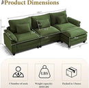 URRED Modular Sectional Sofa Comfy Cloud Couch, Modern Corduroy Sofa Sleeper Deep Seat Couches with Ottoman/Pillows for Living Room (Green, 117''- L Shape) by CozyNest Decor