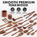 Zulay Kitchen 30-Piece Teak Wooden Utensils - Natural Teak Cooking Utensils with Premium Gift Box - Non-Stick Wooden Spoons - Kitchen Gift Set - Comfortable Grip by CozyNest Decor