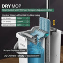JOYMOOP Mop and Bucket with Wringer Set, Flat Squeeze Mop Flat Head, Dust Mops for Wall Cleaner with Long Handle, Hands-Free Microfiber Mops for Floor Cleaning - White by CozyNest Decor