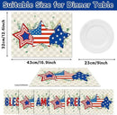 Veterans Day Placemats Set of 6 4th of July Patriotic American Flag Stars Plastic Table Mats Eucalyptus Election Day Memorial Place Mats Table Decoration for Indoor Outdoor Party Kitchen Dining by CozyNest Decor