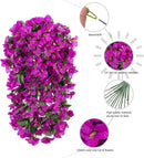 Faux Bougainvillea Artificial Flowers Plants for Outdoors Outside Decoration, 2 pcs Purple Fake Flowers UV Resistant Look Real Silk Long Trailing Vines for Front Door Porch Planter Urn Patio Garden by CozyNest Decor