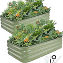 G GOOD GAIN Raised Garden Bed Kit | 2Pcs 4-in-1 Adjustable Galvanized Metal Planter Boxes for Outdoor Vegetables, Flowers Herb | Multiple Sizes (5x3x1ft, 4x4x1ft, 6x2x1ft, 7x1x1ft), Green by CozyNest Decor